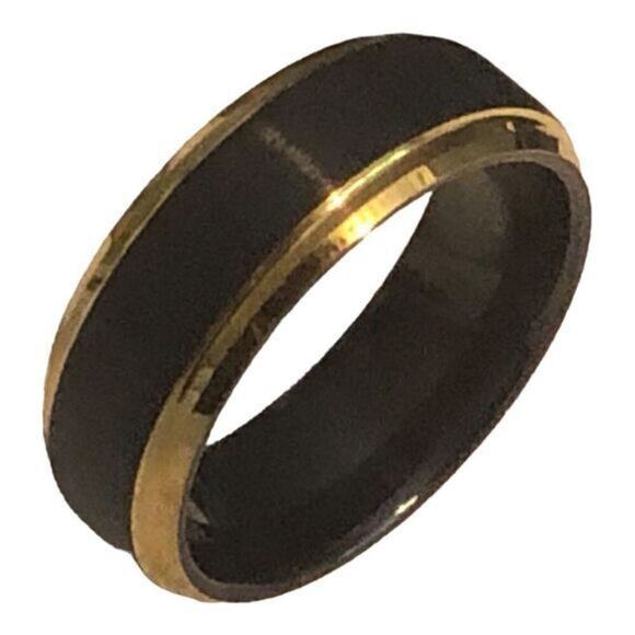 New Black and Gold Tungsten Wedding Band Ring Unisex Jewelry‎ size 9 - Picture 3 of 4